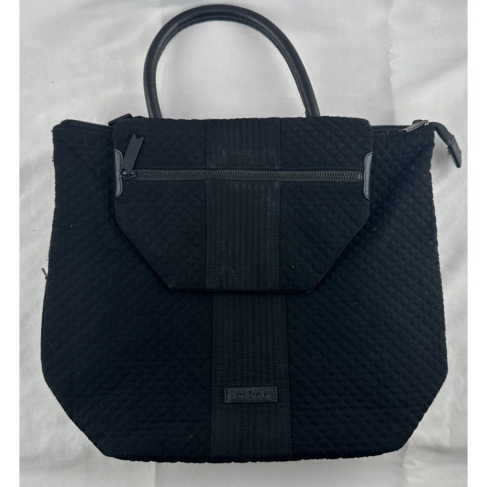 Vera Bradley Change It Up Backpack in‎ Black Quilted Fabric Zip Closure